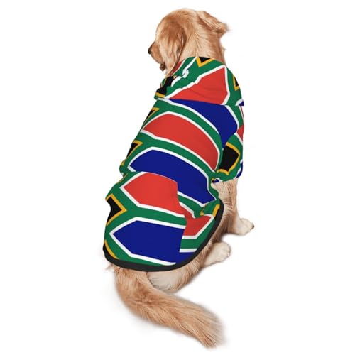 Hunde-Kapuzenpullover mit südafrikanischer Flagge, Größe XXL, warm und leicht, geeignet für Haustiere im Herbst und Winter von WXCJWD