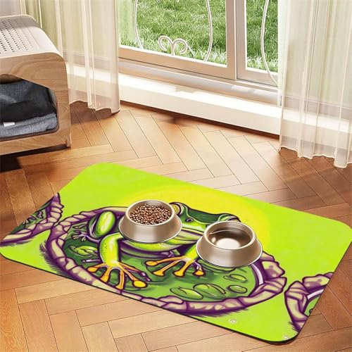 Saugfähige Leder-Tischdecke mit Frosch im Teich, geeignet für Hunde oder Katzen Saugfähige Leder-Tischdecke mit Frosch im Teich, geeignet für Hunde oder Katzen von WXCJWD