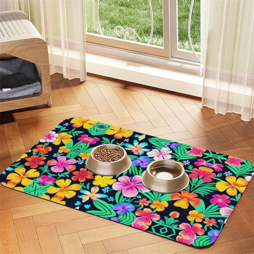 Saugfähige Leder-Tischdecke mit bunten Blumen, geeignet für Hunde oder Katzen Saugfähige Leder-Tischdecke mit bunten Blumen, geeignet für Hunde oder Katzen von WXCJWD