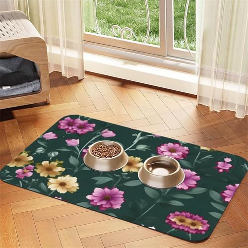 Schöne lila Blumen Haustier saugfähige Ledertischdecke Haustier Schüssel Matte geeignet für Hunde oder Katzen Schöne lila Blumen Haustier saugfähige Ledertischdecke Haustier Schüssel Matte geeignet für Hunde oder Katzen von WXCJWD