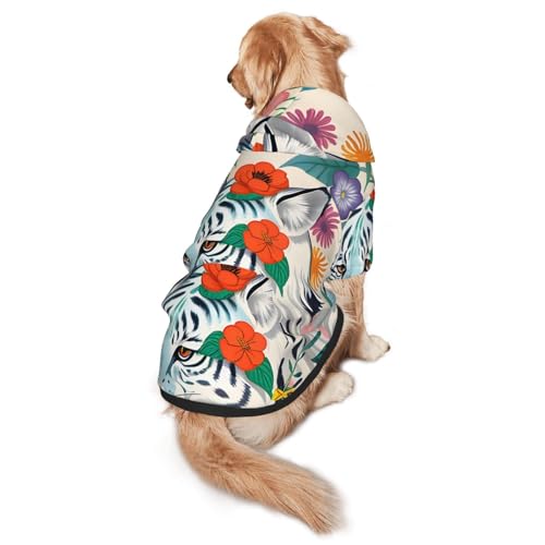 Süßer weißer Tiger-Hunde-Kapuzenpullover, warm und leicht, geeignet für Haustiere im Herbst und Winter von WXCJWD