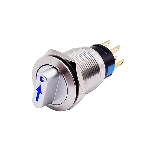 19 mm 2 3-Positionen-Metallwahlschalter Dreh-Druckknopfschalter Rastend SPDT 12 V 220 V LED Edelstahl EIN-AUS-Knopfschalter 1NO 1NC(Blue LED Switch,2 POSITION 1NO1NC_110-220V LED) von WXCQCIHV