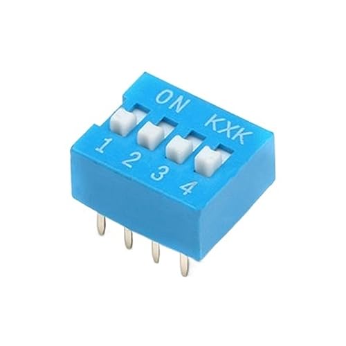 50 Stück Schnappschalter-Modul 1 2 3 4 5 6 7 8 Bit 2,54 mm Position Weg DIP Pitch Kippschalter Blauer Schnappschalter Wählschalter(4Pin Blue) von WXCQCIHV
