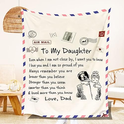 Brief bedruckte Decke Umschlag Nachricht Decke To My Daughter Weiche und bequeme warme Flanell Überwurf Decke für Geburtstag (150 x 200 cm, #9) von WXDL