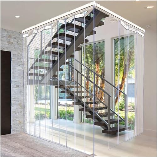 WXF86djl Transparente Vorhänge PVC-Streifenvorhang, transparenter einteiliger Push-Pull-Türvorhang aus Kunststoffstreifen, isolierende Terrassentreppen Werkstatt-Vinylstreifen(1.8x2.4m) von WXF86djl