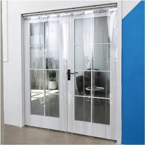 WXF86djl Transparente Vorhänge PVC-Streifenvorhang, verschiebbarer transparenter Streifentürvorhang, Faltbarer Windschutzscheibenverschluss for Gefrierräume, Garage(2.5X2M) von WXF86djl