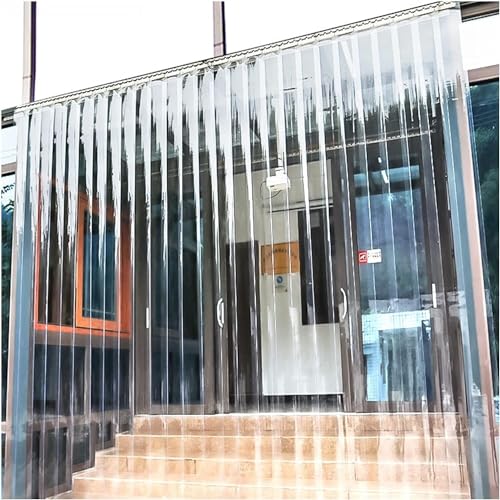 WXF86djl Transparente Vorhänge Transparenter wasserdichter Türvorhang aus Kunststoffstreifen, PVC-Streifenvorhang, individuelle Größe(0.9x2.2m) von WXF86djl