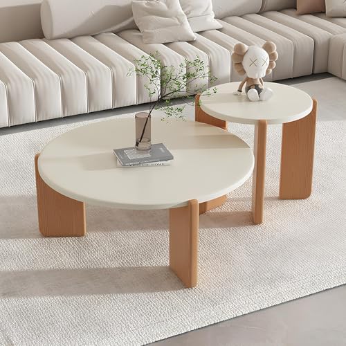 WXFKLDJ Cloud Shaped Coffee Table MDF Top Modern Irregular Center Table with 3 Oval Legs and Round Edges for Living Room and Balcony Decor Easy Assembly and Clean (Round Set) von WXFKLDJ