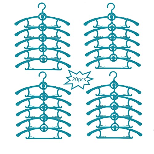 WXFLGH Kleiderbügel Kinder 20 Stück，360° drehbarer Haken Kinderkleiderbügel mit Stapelbare Hirsch-Haken, Ausziehbare 29-37CM rutschfest Kleiderbügel für Strampler und Kinderbekleidung (Mintblau) von WXFLGH
