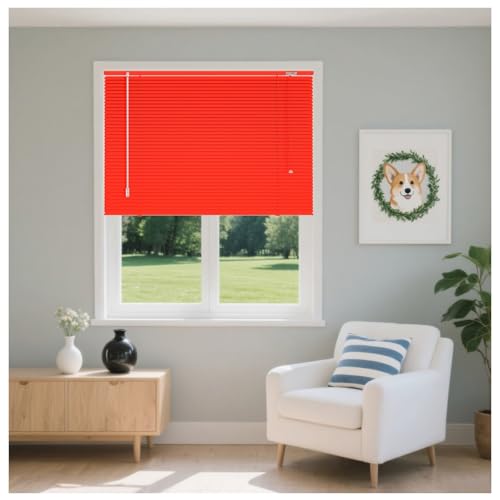WXGZSKLV AluJalousie 25 mm Lamellen, 45 50 65 80 100 120 130 180 210 195 cm Jalousie Aluminium für Fenster Innen Jalousien, Wärmedämmung Horizontal Vorhänge Jalousette für Badezimmer Tür(Red) von WXGZSKLV