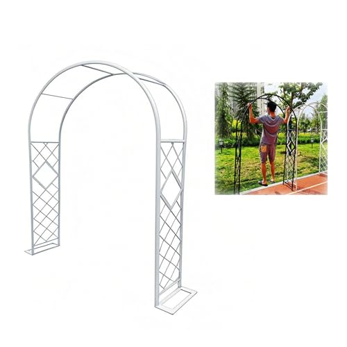 WXGZSKLV Gartenbogen Für Kletterpflanzen Rosenbogen Rankhilfe Aus Metall, Robust Torbogen Rankgitter Pergola mit Basis Rankbogen 3.0 2.8 1.4 1.8 2.6 3.2 2.4 2.2 2.0 M(Weiß,3.0mx2.4m(WxH)) von WXGZSKLV