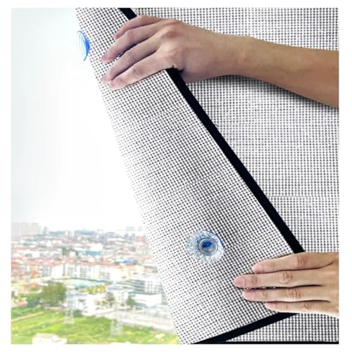 WXGZSKLV Silber Blickdicht Reflektierende Fensterfolie, Aluminisierte Isolierfolie, UV-Schutz Sonnenschutzfolie Fenster Innen Oder Außen, Sichtschutzfolie mit Saugnapf für Gewächshaus(100cm x 120cm) von WXGZSKLV