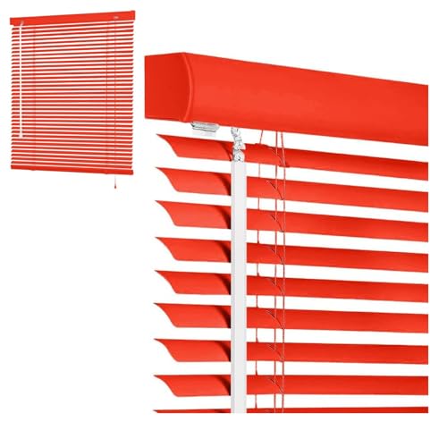 WXGZSKLV Verdunkelung Jalousie Alu-Jalousie 35 45 60 80 110 125 150 160 200 185 cm, 25 mm Lamellen Sichtschutz Aluminium Jalousien, Horizontal Jalousetten für Fenster und Türen(Red) von WXGZSKLV