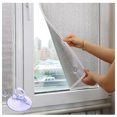 WXGZSKLV Wärmeisolierung Reflektierende Dachfenster Folie, Aluminiumfolie Sonnenschutzfolie, Hitzeschutz Fensterfolie Verdunkelungsfolie Fenster Innen oder Außen mit Saugnapf(35cm x 100cm) von WXGZSKLV