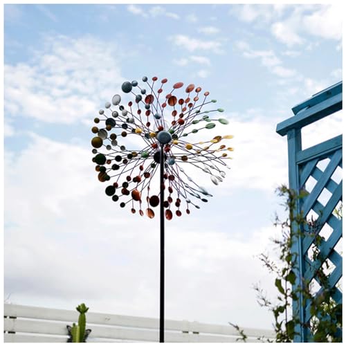 Magische Windmühle mit Solarlampe, 190×62cm,mit Farbigen Solarlichtern Windrad Solar Einzigartige und Magische Windrad für Outdoor Wind Catcher Yard Patio von WXJHNYBS