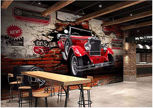 Wxlsl Benutzerdefinierte Wandbild 3D Fototapete Oldtimer Auto Gebrochen Wand Hintergrund Dekor Malerei 3D Wandbilder Tapete -250cmx175cm von WXLSL