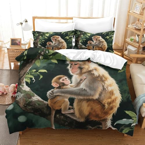 AFFE Bettbezug-Set Weiche Mikrofaser 3 Teilige Bettwäsche AFFE Und Junges-Design Mit Reißverschluss & Kopfkissenbezug Für Minderjährige Und Erwachsene Single（140x200cm） von WXLWHR