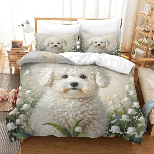 Bichon Bettbezug-Set Weiche Mikrofaser 3-TLG. Bettwäsche Mit Bichon Liliental-Design Mit Reißverschluss & Kissenbezug Für Minderjährige Und Erwachsene Super King（260x220cm） von WXLWHR