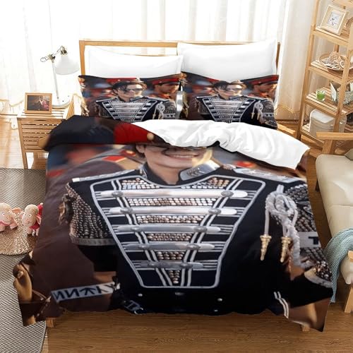 Michael Jackson Bettbezug-Set Weiche Mikrofaser 3 Teilige Bettwäsche Michael Jackson-Design Mit Reißverschluss & Kissenbezug Für Jugendliche Und Erwachsene Single（140x200cm） von WXLWHR