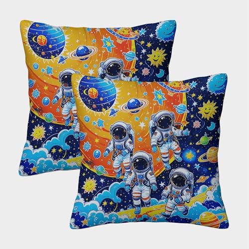 WXLWHR Astronaut Kissenbezug 2er Set Astronaut Weltraum Planet Kissenhülle Polyester Dekokissen Bezug Für Sofa Wohnzimmer Zuhause Dekoration 40x40cm WXLWHR Astronaut Kissenbezug 2er Set Astronaut Weltraum Planet Kissenhülle Polyester Dekokissen Bezug Für Sofa Wohnzimmer Zuhause Dekoration 40x40cm von WXLWHR