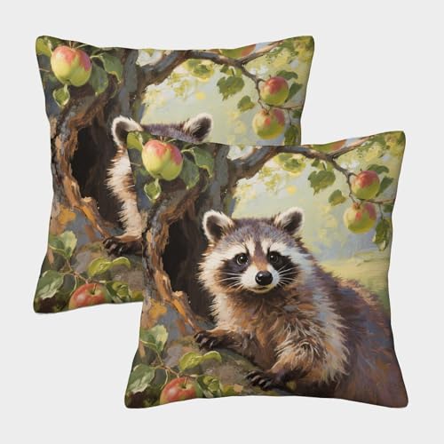Waschbär Kissenbezug 2er Set Waschbär Obstbaum Kissenhülle Waschbar Kissen Deko Bezug Für Sofa Schlafzimmer Gartenbett Deko 40x40cm Waschbär Kissenbezug 2er Set Waschbär Obstbaum Kissenhülle Waschbar Kissen Deko Bezug Für Sofa Schlafzimmer Gartenbett Deko 40x40cm von WXLWHR
