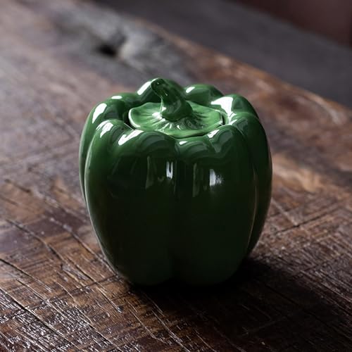 WXMYOZR Kleine Einäscherung Urnen Für Asche Kleine Andenken -Urnen Keramik, Kreative Obst Und Gemüsegedenkliche Urnen,Green Bell Pepper von WXMYOZR