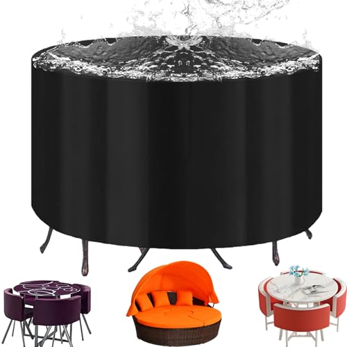 WXQOZLY Abdeckung Für Gartenmöbel Outdoor, Winterfest Abdeckplane Gartenmöbel, Winddicht Anti-UV 420D Oxford-Stoff Schutzhülle für Terrassenmöbel Lounge Sofa Runden Abdeckung von WXQOZLY