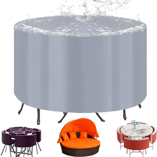 WXQOZLY Abdeckung Für Gartenmöbel Outdoor, Winterfest Abdeckplane Gartenmöbel, Winddicht Anti-UV 420D Oxford-Stoff Schutzhülle für Terrassenmöbel Lounge Sofa Runden Abdeckung von WXQOZLY
