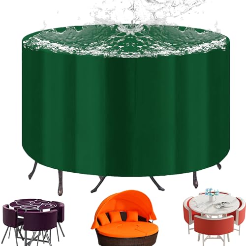 WXQOZLY Abdeckung Für Gartenmöbel Outdoor, Winterfest Abdeckplane Gartenmöbel, Winddicht Anti-UV 420D Oxford-Stoff Schutzhülle für Terrassenmöbel Lounge Sofa Runden Abdeckung von WXQOZLY