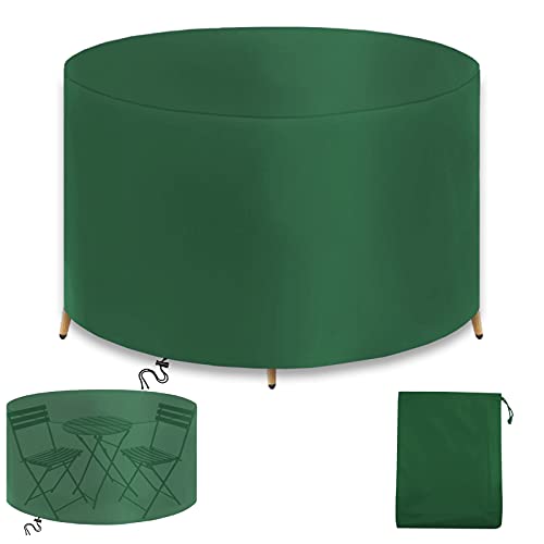 WXQOZLY Gartenmöbel Abdeckung,120x100cm Rund Schutzhülle für Gartentisch，Abdeckhaube Schutzhülle Abdeckplane für Gartenmöbel,420D Oxford Gewebe Wasserdicht, Winddicht,UV-Beständiges-Grün von WXQOZLY