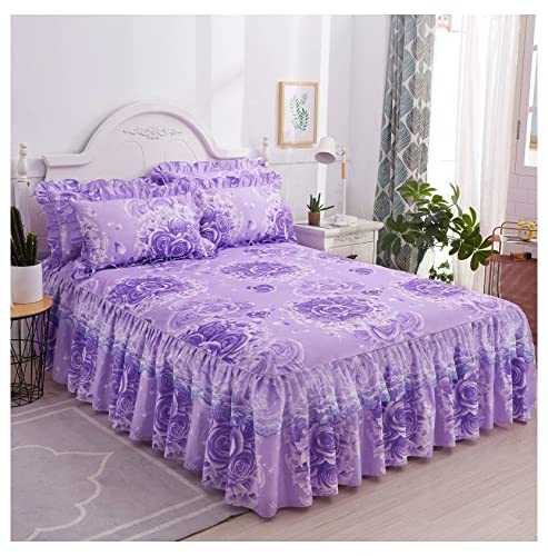 Rüschen Bed Skirt 200x200/ 180 x 200/ 200x220 Bettvolant 3pcs Cover Wrap- Around Bettvolant Tagesdecke Matratzen Spitze​ Mit Rüschen Fade Beständig Bett Abdeckung von WXQY