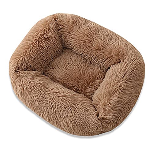 WXQY Hundebett Grosse/Mittelgrobe/Kleine Hunde Waschbar Hundebett XXL Flauschig Katzenbett Heizung Katzenbett Rechteck Donut Grau/Beige Pet Bett PlüSch Hundekissen for Hunde Und Katzen von WXQY