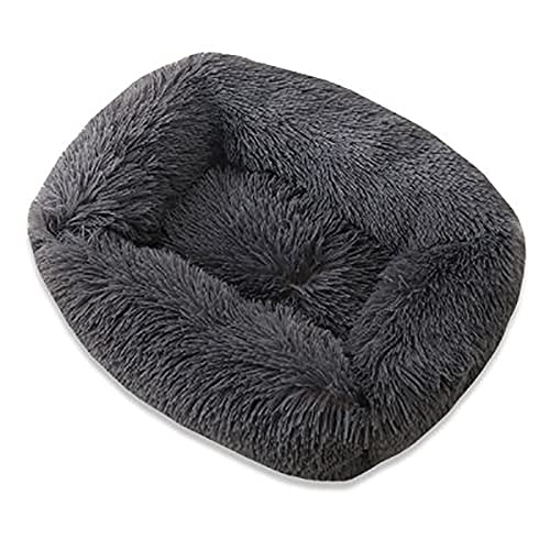 WXQY Hundebett Grosse/Mittelgrobe/Kleine Hunde Waschbar Hundebett XXL Flauschig Katzenbett Heizung Katzenbett Rechteck Donut Grau/Beige Pet Bett PlüSch Hundekissen for Hunde Und Katzen von WXQY