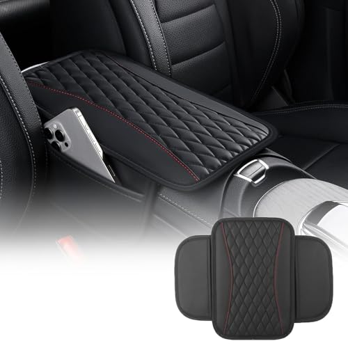 WXRNBN Auto Armlehnenkissen Für Cupra Terramar 2024 2025, Mikrofaser-Leder Auto Armlehnenabdeckung Auto Armlehnen Auflage Auto-Vordersitz-Armlehnenbezüge,Black von WXRNBN