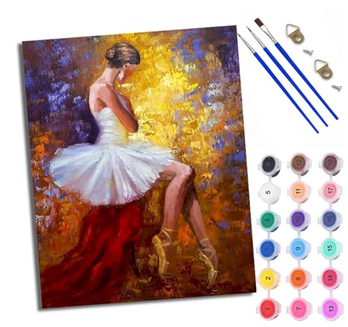 Malen Nach Zahlen DIY auf Leinwand Kit für Anfänger Ballettschönheit im weißen Rock Mit Acryl Farben und Premium Pinsel Mit Rahmen Home Deko oder Geburtstag Weihnachten Geschenk Malen Nach Zahlen DIY auf Leinwand Kit für Anfänger Ballettschönheit im weißen Rock Mit Acryl Farben und Premium Pinsel Mit Rahmen Home Deko oder Geburtstag Weihnachten Geschenk von WXRWANG