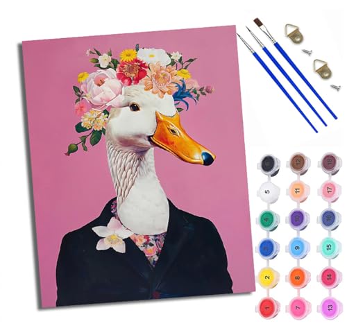 Malen Nach Zahlen DIY auf Leinwand Kit für Anfänger Blumen Weiße Ente Mit Acryl Farben und Premium Pinsel Mit Rahmen Home Deko oder Geburtstag Weihnachten Geschenk Malen Nach Zahlen DIY auf Leinwand Kit für Anfänger Blumen Weiße Ente Mit Acryl Farben und Premium Pinsel Mit Rahmen Home Deko oder Geburtstag Weihnachten Geschenk von WXRWANG
