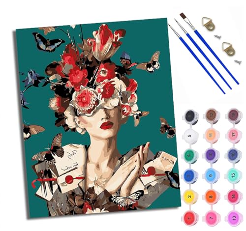 Malen Nach Zahlen DIY auf Leinwand Kit für Anfänger Blumen und Schmetterlinge Mit Acryl Farben und Premium Pinsel Mit Rahmen Home Deko oder Geburtstag Weihnachten Geschenk Malen Nach Zahlen DIY auf Leinwand Kit für Anfänger Blumen und Schmetterlinge Mit Acryl Farben und Premium Pinsel Mit Rahmen Home Deko oder Geburtstag Weihnachten Geschenk von WXRWANG
