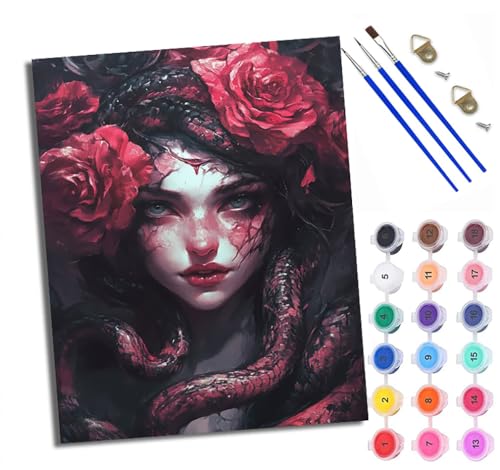 Malen Nach Zahlen DIY auf Leinwand Kit für Anfänger Blumenschlangenschönheit Mit Acryl Farben und Premium Pinsel Mit Rahmen Home Deko oder Geburtstag Weihnachten Geschenk Malen Nach Zahlen DIY auf Leinwand Kit für Anfänger Blumenschlangenschönheit Mit Acryl Farben und Premium Pinsel Mit Rahmen Home Deko oder Geburtstag Weihnachten Geschenk von WXRWANG