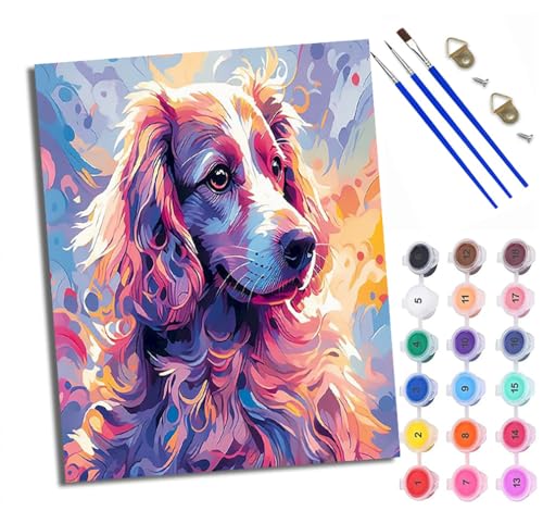 Malen Nach Zahlen DIY auf Leinwand Kit für Anfänger Bunter süßer Welpe Mit Acryl Farben und Premium Pinsel Mit Rahmen Home Deko oder Geburtstag Weihnachten Geschenk Malen Nach Zahlen DIY auf Leinwand Kit für Anfänger Bunter süßer Welpe Mit Acryl Farben und Premium Pinsel Mit Rahmen Home Deko oder Geburtstag Weihnachten Geschenk von WXRWANG