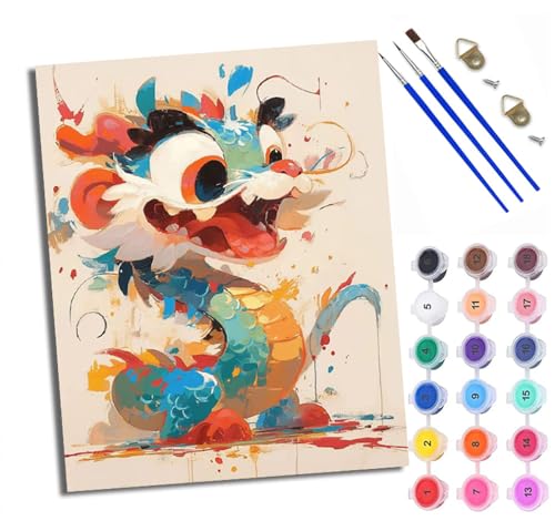 Malen Nach Zahlen DIY auf Leinwand Kit für Anfänger Cartoon-Drache Mit Acryl Farben und Premium Pinsel Mit Rahmen Home Deko oder Geburtstag Weihnachten Geschenk Malen Nach Zahlen DIY auf Leinwand Kit für Anfänger Cartoon-Drache Mit Acryl Farben und Premium Pinsel Mit Rahmen Home Deko oder Geburtstag Weihnachten Geschenk von WXRWANG