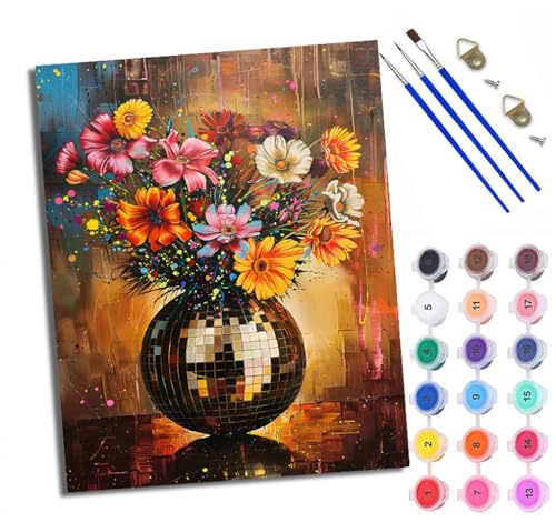 Malen Nach Zahlen DIY auf Leinwand Kit für Anfänger Discokugel-Vase Mit Acryl Farben und Premium Pinsel Mit Rahmen Home Deko oder Geburtstag Weihnachten Geschenk Malen Nach Zahlen DIY auf Leinwand Kit für Anfänger Discokugel-Vase Mit Acryl Farben und Premium Pinsel Mit Rahmen Home Deko oder Geburtstag Weihnachten Geschenk von WXRWANG