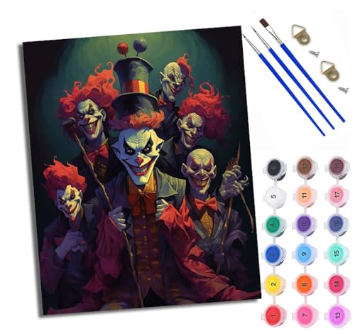 Malen Nach Zahlen DIY auf Leinwand Kit für Anfänger Dunkler Zirkusclown Mit Acryl Farben und Premium Pinsel Mit Rahmen Home Deko oder Geburtstag Weihnachten Geschenk Malen Nach Zahlen DIY auf Leinwand Kit für Anfänger Dunkler Zirkusclown Mit Acryl Farben und Premium Pinsel Mit Rahmen Home Deko oder Geburtstag Weihnachten Geschenk von WXRWANG