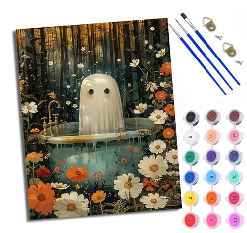 Malen Nach Zahlen DIY auf Leinwand Kit für Anfänger Ein Geist badet in den Blumen Mit Acryl Farben und Premium Pinsel 40x50CM Home Deko oder Geburtstag Weihnachten Geschenk von WXRWANG