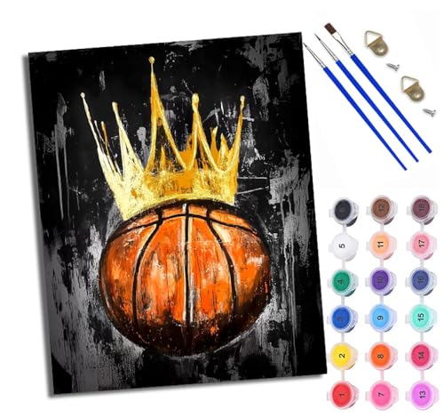 Malen Nach Zahlen DIY auf Leinwand Kit für Anfänger Farbkronen-Basketball Mit Acryl Farben und Premium Pinsel Mit Rahmen Home Deko oder Geburtstag Weihnachten Geschenk Malen Nach Zahlen DIY auf Leinwand Kit für Anfänger Farbkronen-Basketball Mit Acryl Farben und Premium Pinsel Mit Rahmen Home Deko oder Geburtstag Weihnachten Geschenk von WXRWANG