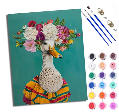 Malen Nach Zahlen DIY auf Leinwand Kit für Anfänger Girlande weiße Ente Mit Acryl Farben und Premium Pinsel Mit Rahmen Home Deko oder Geburtstag Weihnachten Geschenk Malen Nach Zahlen DIY auf Leinwand Kit für Anfänger Girlande weiße Ente Mit Acryl Farben und Premium Pinsel Mit Rahmen Home Deko oder Geburtstag Weihnachten Geschenk von WXRWANG