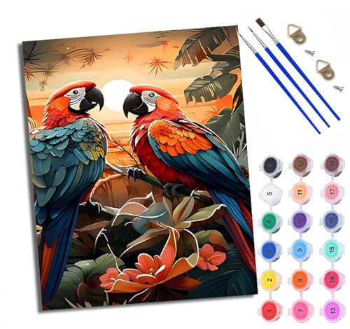 Malen Nach Zahlen DIY auf Leinwand Kit für Anfänger Paar Vögel in Blumen Mit Acryl Farben und Premium Pinsel Mit Rahmen Home Deko oder Geburtstag Weihnachten Geschenk Malen Nach Zahlen DIY auf Leinwand Kit für Anfänger Paar Vögel in Blumen Mit Acryl Farben und Premium Pinsel Mit Rahmen Home Deko oder Geburtstag Weihnachten Geschenk von WXRWANG