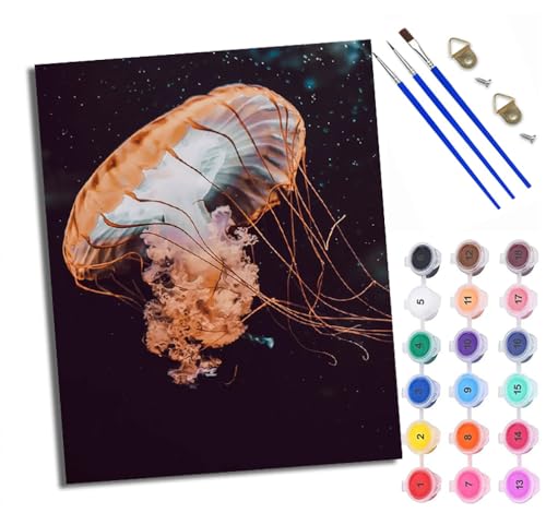 Malen Nach Zahlen DIY auf Leinwand Kit für Anfänger Unterwasser-Fantasiequallen Mit Acryl Farben und Premium Pinsel Mit Rahmen Home Deko oder Geburtstag Weihnachten Geschenk Malen Nach Zahlen DIY auf Leinwand Kit für Anfänger Unterwasser-Fantasiequallen Mit Acryl Farben und Premium Pinsel Mit Rahmen Home Deko oder Geburtstag Weihnachten Geschenk von WXRWANG