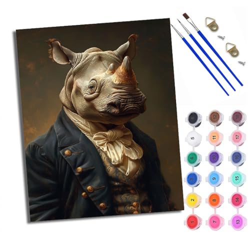 Malen Nach Zahlen DIY auf Leinwand Kit für Anfänger Vintage Gentleman Nashorn Mit Acryl Farben und Premium Pinsel Mit Rahmen Home Deko oder Geburtstag Weihnachten Geschenk Malen Nach Zahlen DIY auf Leinwand Kit für Anfänger Vintage Gentleman Nashorn Mit Acryl Farben und Premium Pinsel Mit Rahmen Home Deko oder Geburtstag Weihnachten Geschenk von WXRWANG