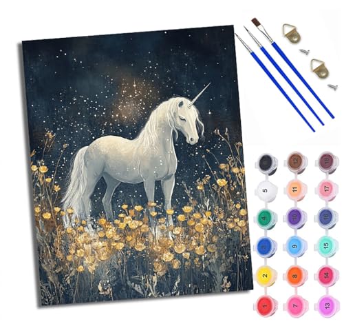 Malen Nach Zahlen DIY auf Leinwand Kit für Anfänger Weißes Einhorn in Blumen Mit Acryl Farben und Premium Pinsel Mit Rahmen Home Deko oder Geburtstag Weihnachten Geschenk Malen Nach Zahlen DIY auf Leinwand Kit für Anfänger Weißes Einhorn in Blumen Mit Acryl Farben und Premium Pinsel Mit Rahmen Home Deko oder Geburtstag Weihnachten Geschenk von WXRWANG