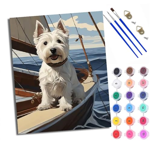 Malen Nach Zahlen DIY auf Leinwand Kit für Anfänger West Highland White Terrier Mit Acryl Farben und Premium Pinsel Mit Rahmen Home Deko oder Geburtstag Weihnachten Geschenk Malen Nach Zahlen DIY auf Leinwand Kit für Anfänger West Highland White Terrier Mit Acryl Farben und Premium Pinsel Mit Rahmen Home Deko oder Geburtstag Weihnachten Geschenk von WXRWANG